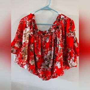 Red Floral Top Size Small Brand New